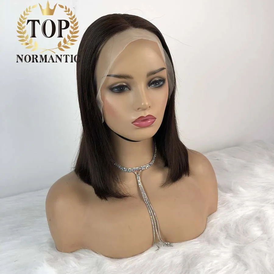 Topnormantic #2 Color 13x4 Transparent Lace Bob Wig with Pre-Plucked Hairline Short Hair Wig for Woman