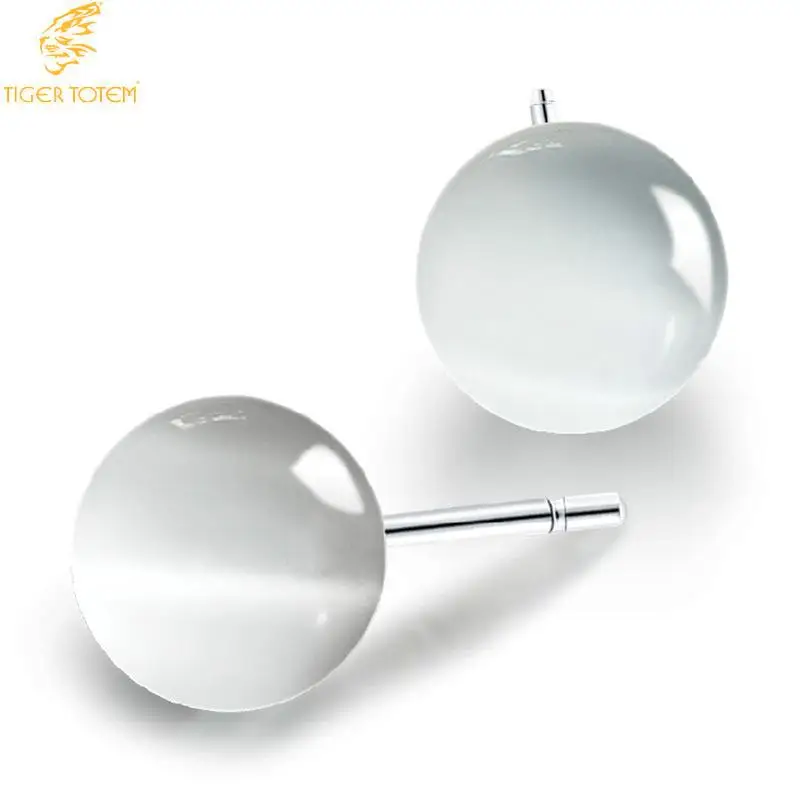 moon shine cat eye ball stone stud Earrings women Earring simple quality charm fashion jewelry party office girl minimal design