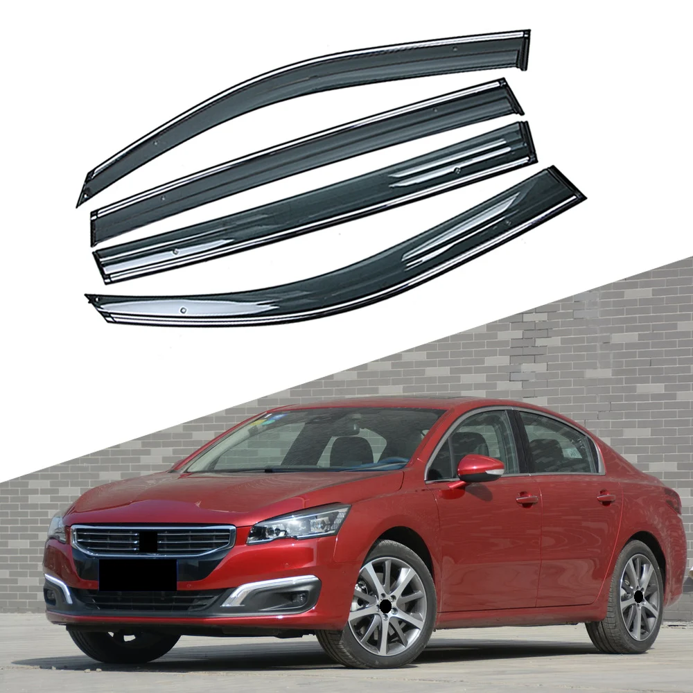 For PEUGEOT 508 2010-2019 Car Window Sun Rain Shade Visor Shield Shelter Protector Cover Trim Frame Sticker Exterior Accessories