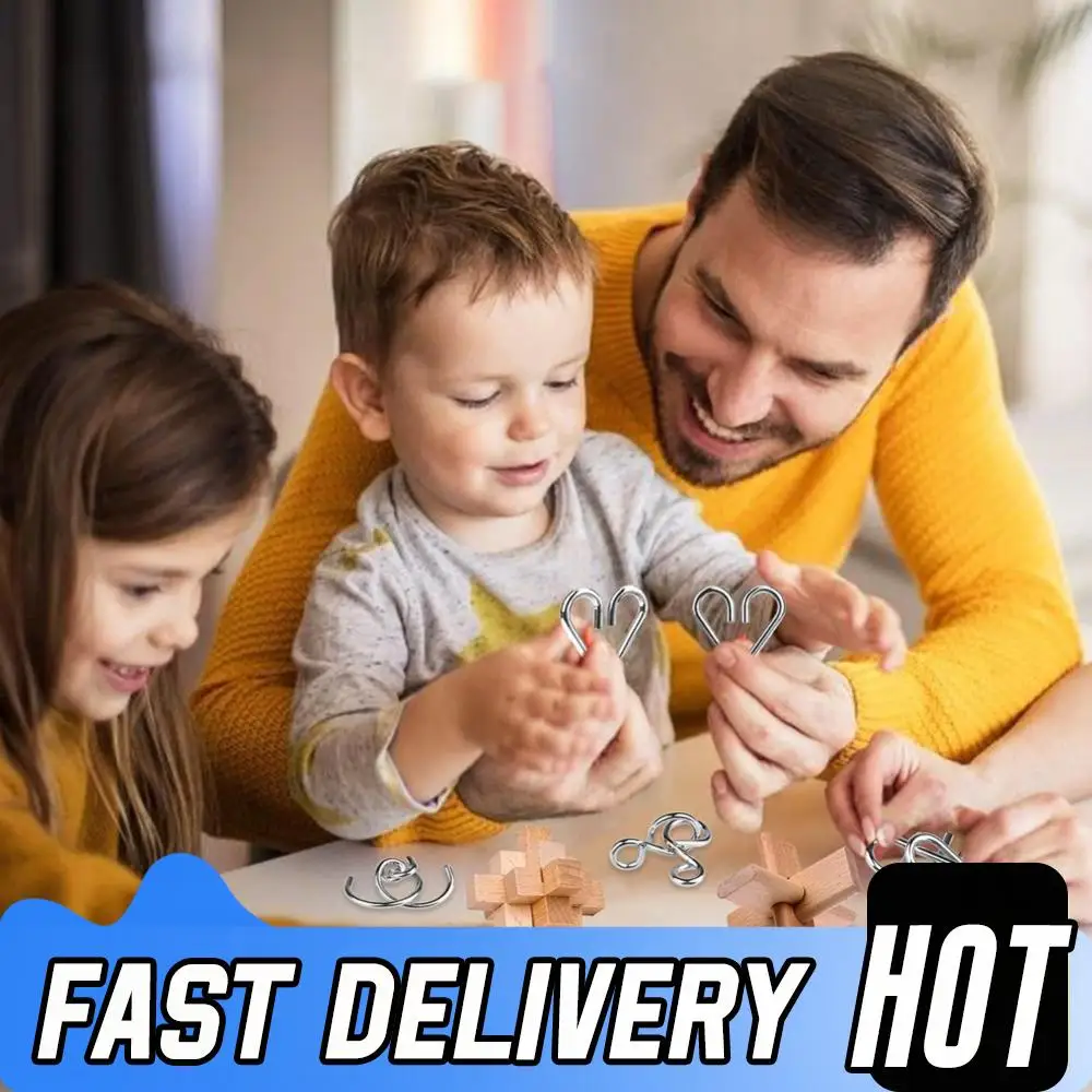 Quebra-cabeça de metal natal advento calendário presentes caixa de plástico metal quebra-cabeça de madeira natal contagem regressiva calendário caixa cérebro teaser brinquedo fidget