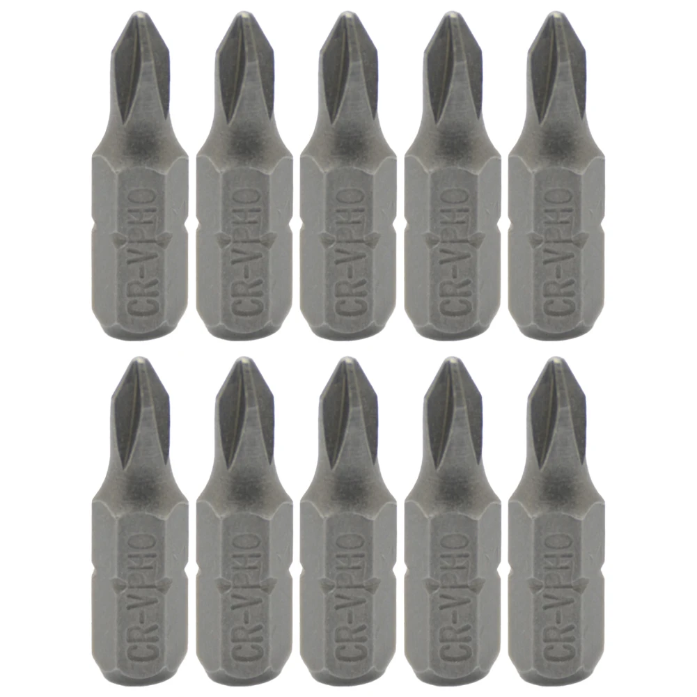 Puntas de acero al cromo vanadio Juego de puntas de destornillador cruzado Vástago hexagonal de 1/4 de pulgada Longitud de 25 mm Diámetro del vástago hexagonal estándar