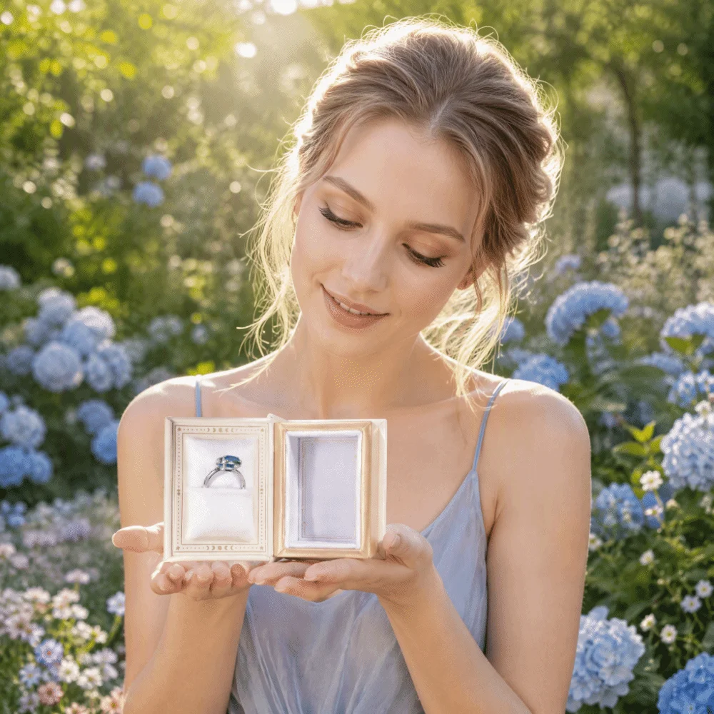 European Style Ring Box Star And Moon Gold Foil PU Leather Surface Book Shaped Ring Box Gentle Lining Luxurious Texture