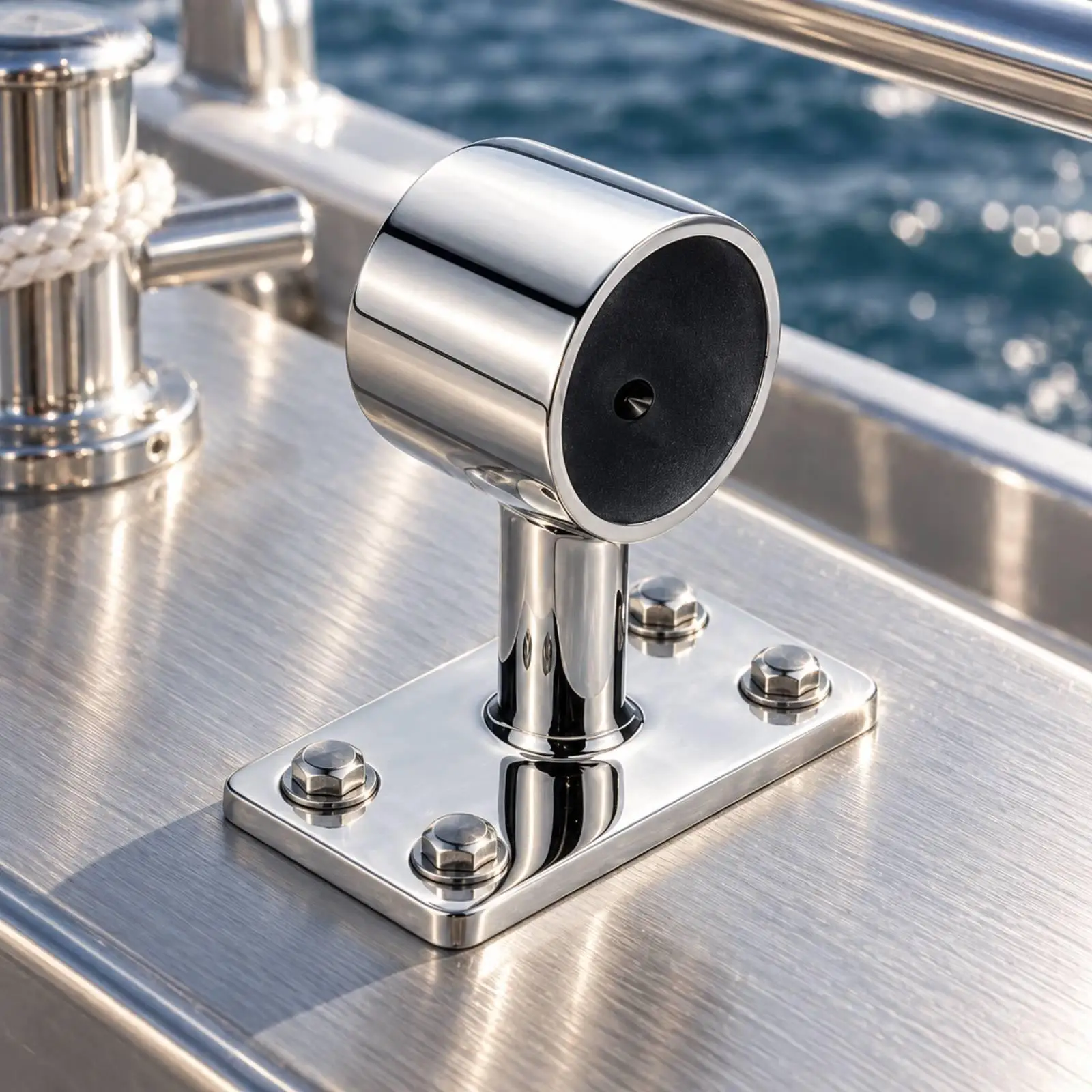 Marine Grade 316 Steel Railing Bracket 32mm Armrest Support for Yacht Deck Boat Handrail Mounting Plate