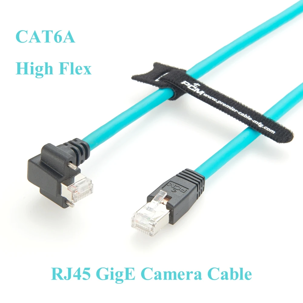 Left Angle RJ45 GigE Vision Gigabit Ethernet Cable High Flex With Screws Mounting Lock Industrial Camera Machine Vision cable