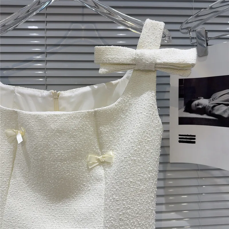 المشاهير سيدة فاخرة أنيقة 2 قطعة مجموعات أسود بيج الحلو القوس قصيرة تانك القمم و خط تنورة صغيرة الصيف شيك 2 قطعة فستان الدعاوى #6