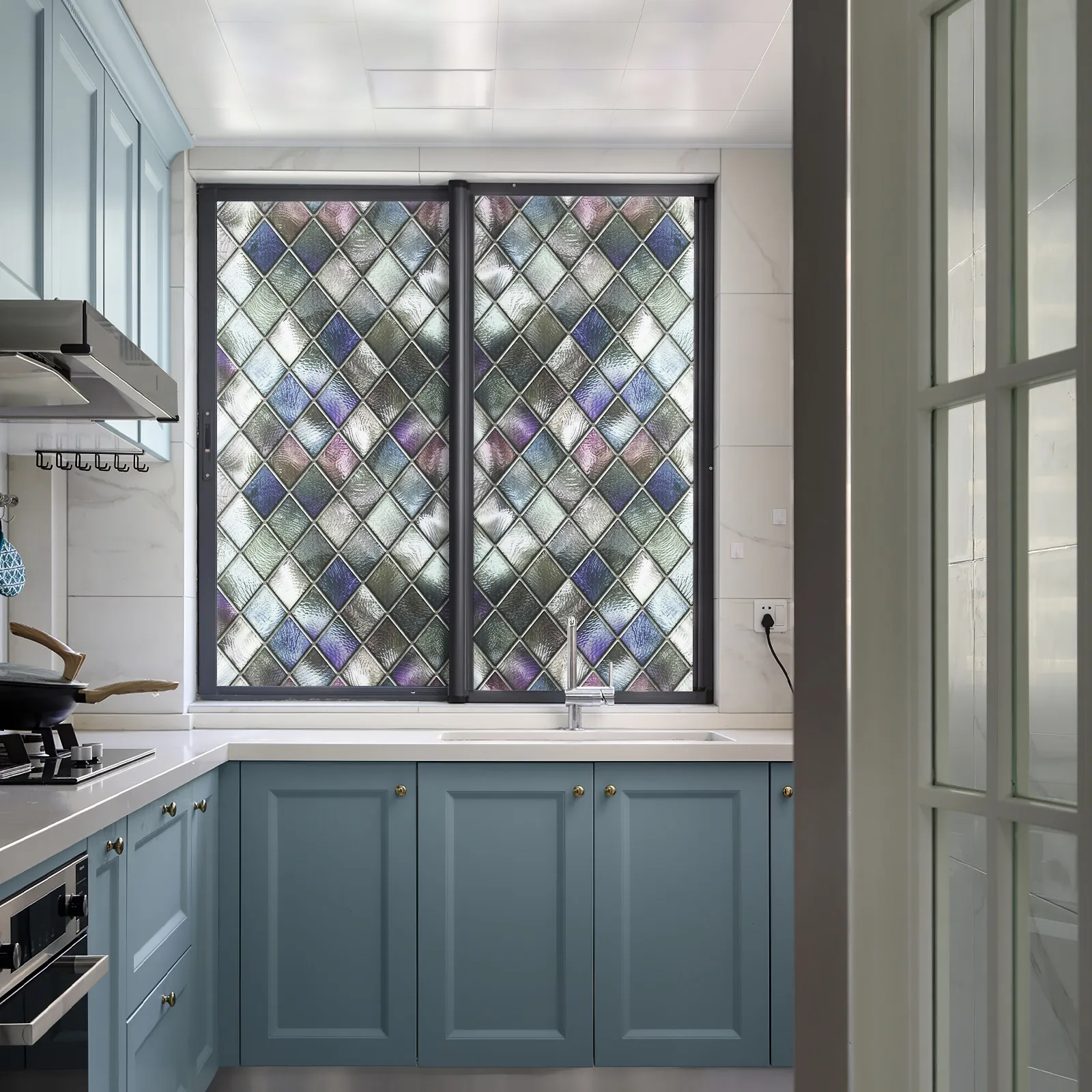 Protection Bathroom Window Privacy Patterned Film Colorful Static Stickers Colored Decal
