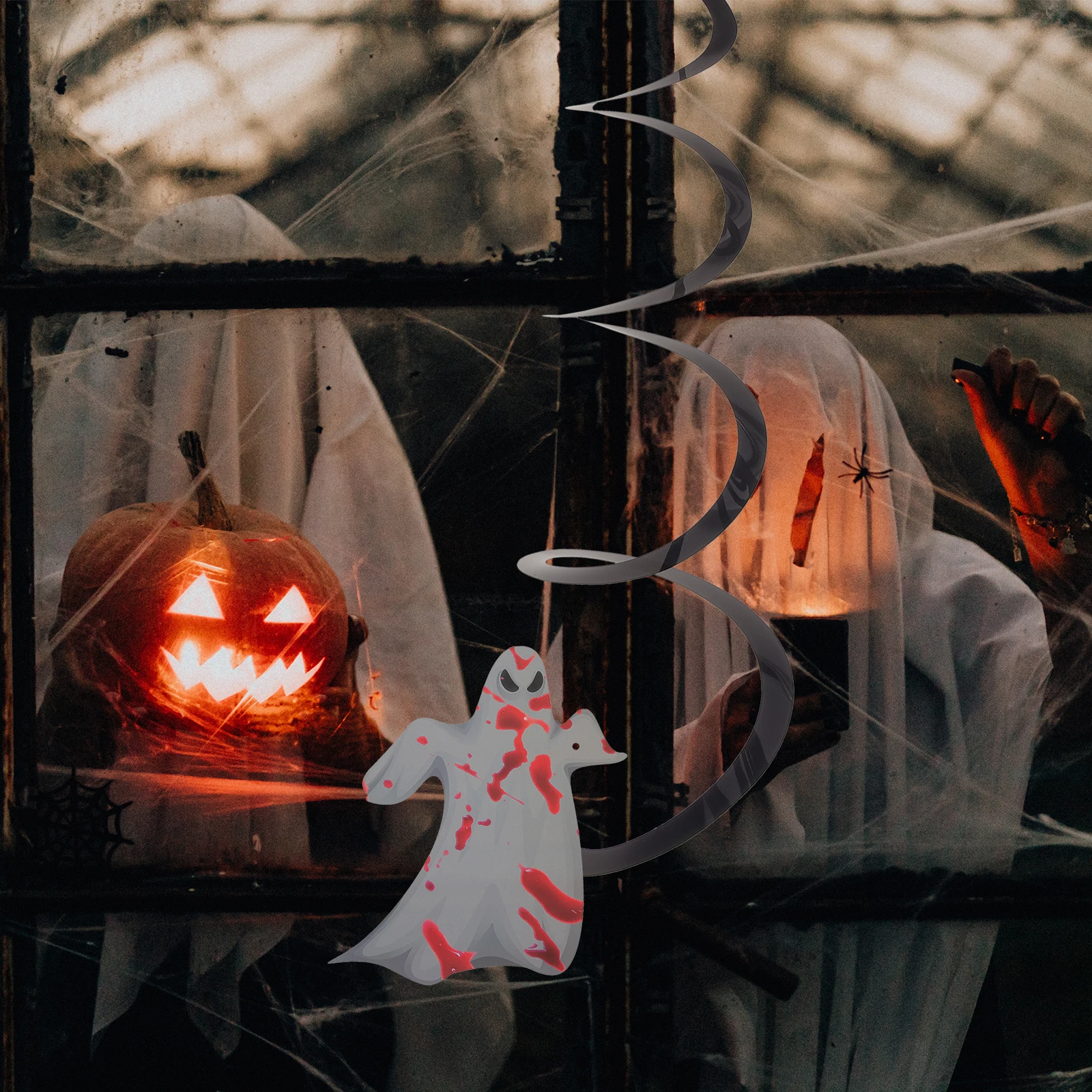 

8Pcs Halloween Swirl Hanging Pendants Spiral Decorations Ceiling Streamers Party Ornaments Horror Party Supplies Decor