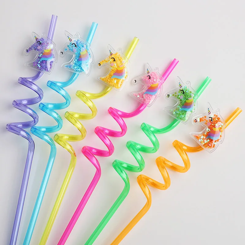 

6/12pcs Unicorn Party Glitter Straws Reusable PVC Milk Juice Drinking Straw Kids Girls Birthday Party Decoration Favors Supplies