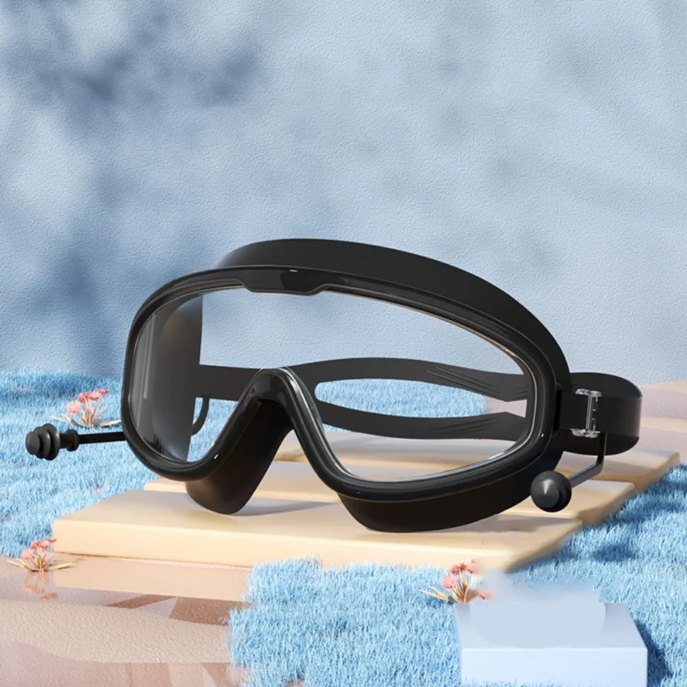 

Large Frame Swimming Goggles Anti-fog Waterproof Diving Eyewear Adjustable with Earplugs Water Racing Glasses Diving