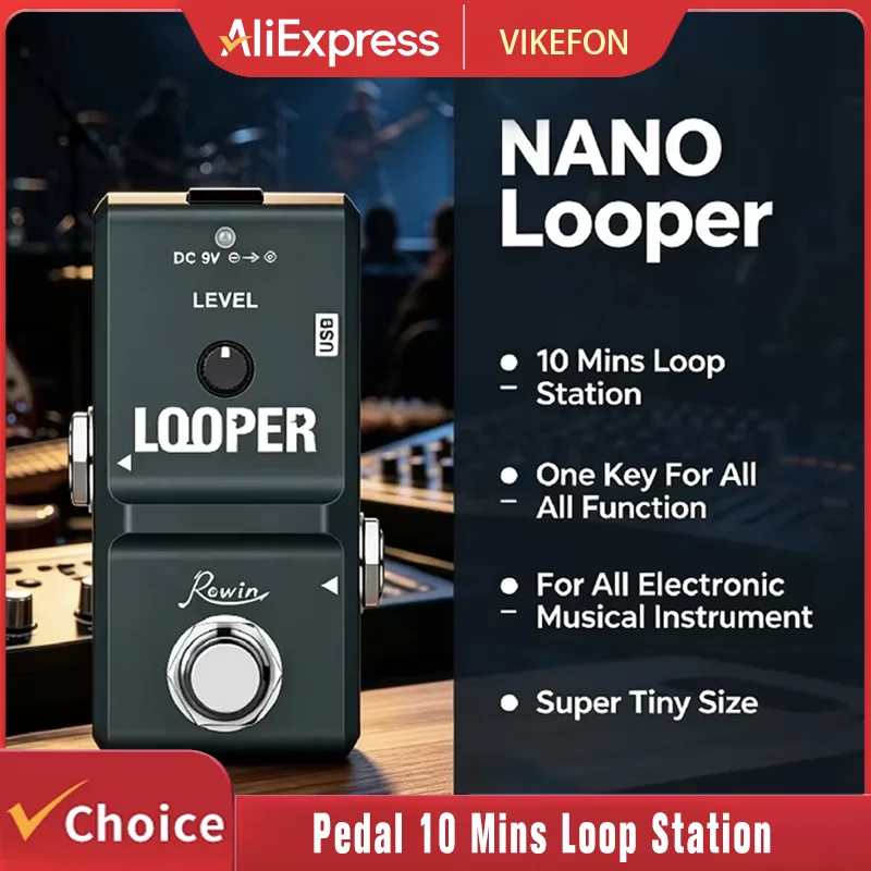 Looper Pedal 10 Mins Loop Station Super Tiny Size One‑Key Looper Stompbox for Guitar & All Electronic Instruments`