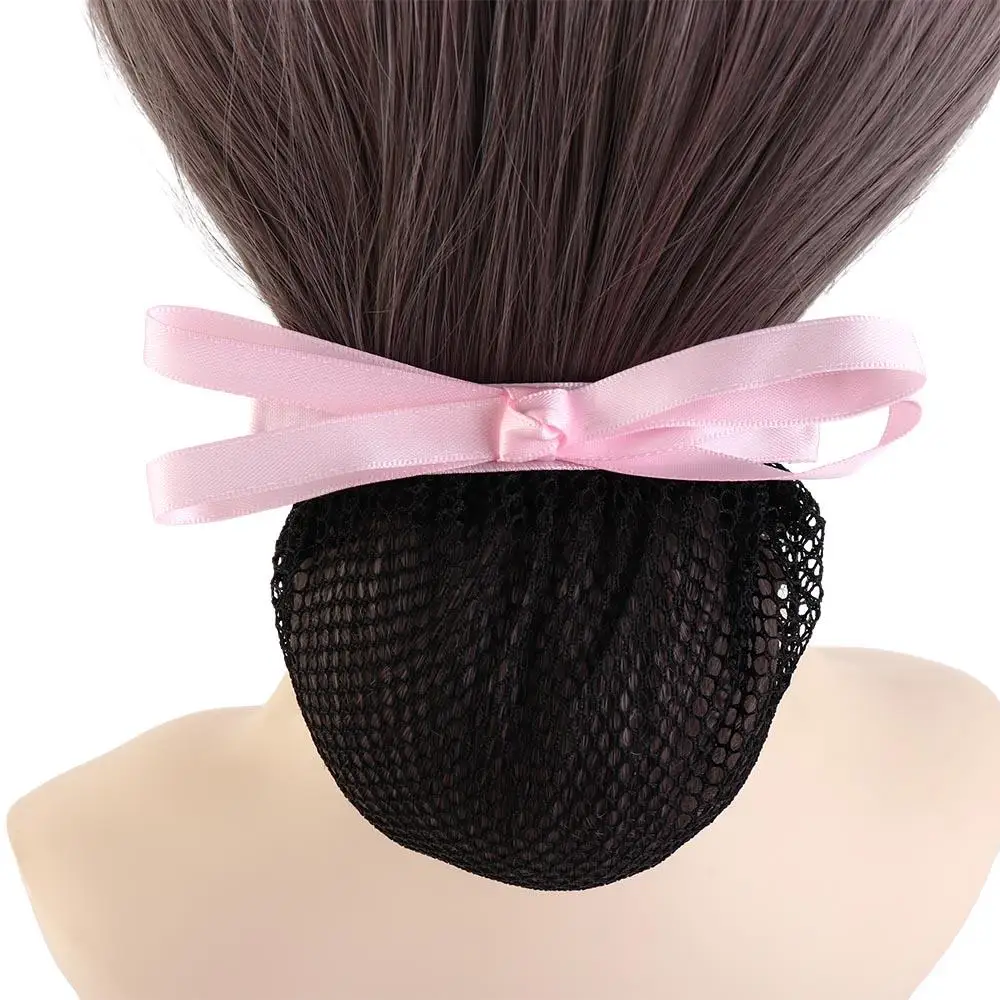 For Nurse Office Hair Net Bowknot Hair Bun Cover Bow Ponytail Clip Women Spring Clips Korean Bun Snood Hairgrips Cover Net