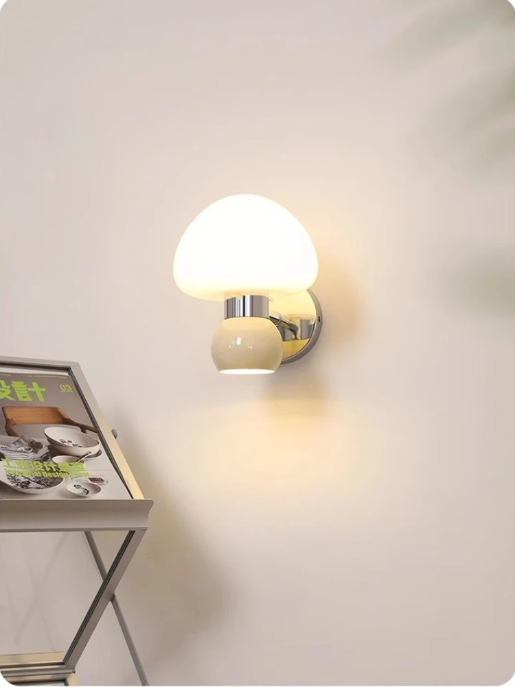 Ancient mushroom wall lamp Bauhaus designer living room background wall corridor French cream style bedroom bedside lamp