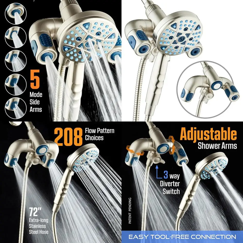 

Душевая система Polaris Premium 3-в-1 с многофункциональной насадкой высокого давления и ручным душем, магнитной подставкой, шлангом 1,8 м, никелированная отделка