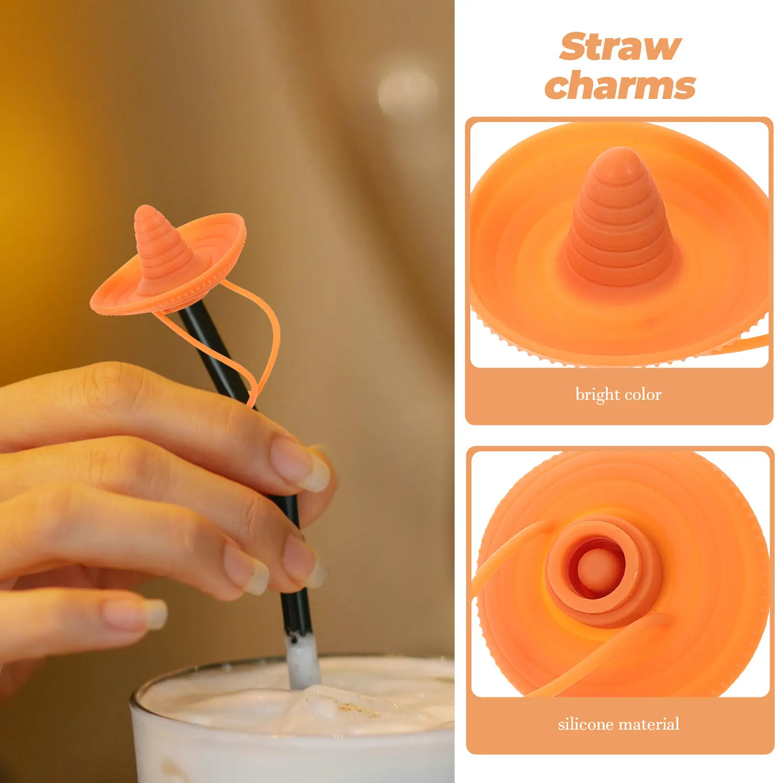 6Pcs Small Lightweight Silicone Straw Caps Covers for Drinking Straws Dirt Proof Easy Install Straw Tip Cover Charm