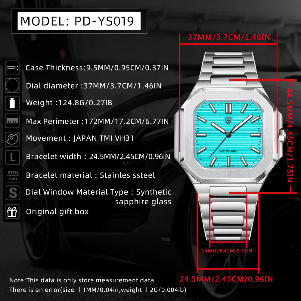 2025 New PAGANI DESIGN Mens Watches Top Luxury Quartz Watch For Man AR Sapphire Mirror Waterproof Stainless Steel Men Gift Clock