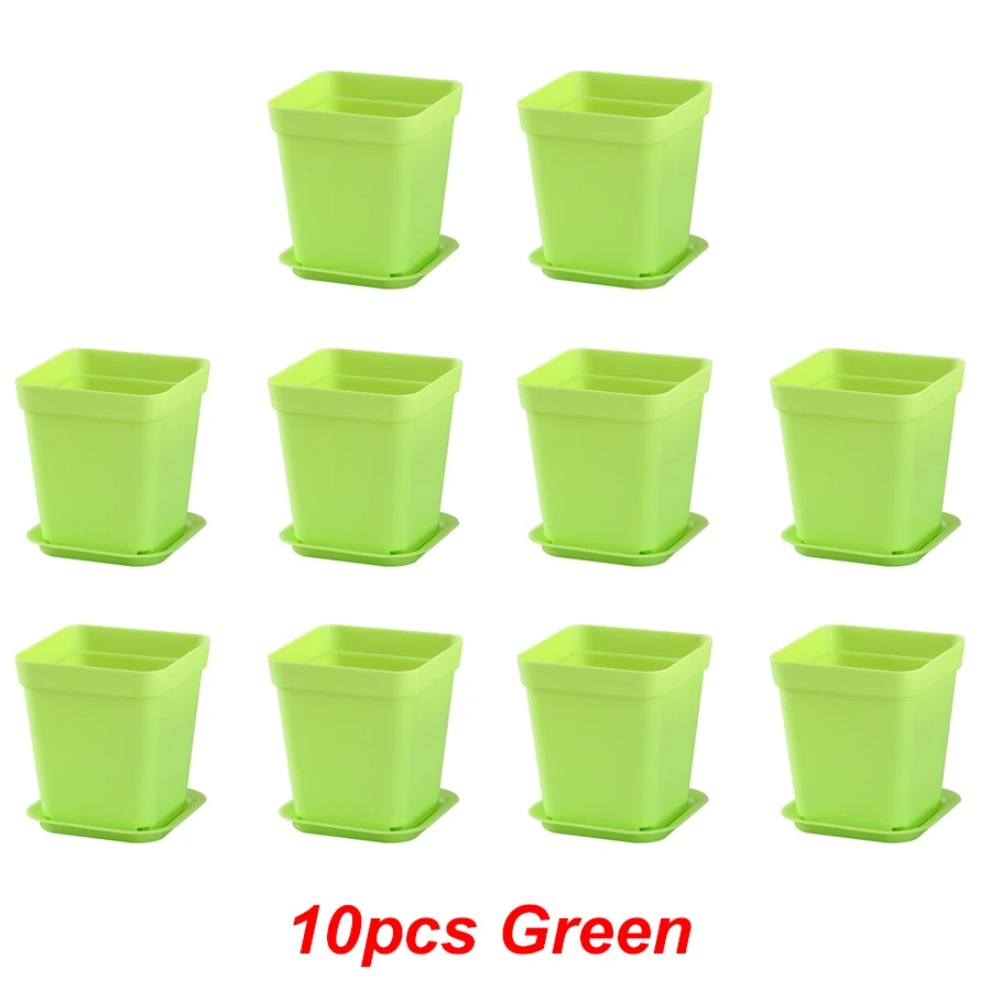 10pcs 7x7cm Plastic Square Flower Pot with Cover Garden Balcony Office  Desktop Flower Pot Plant Growing Container - AliExpress 15