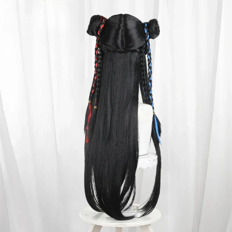 Zai Cosplay Wig Fiber synthetic  Game  Naraka Bladepoint long Black Fried Dough Twists braid long hair Wigs