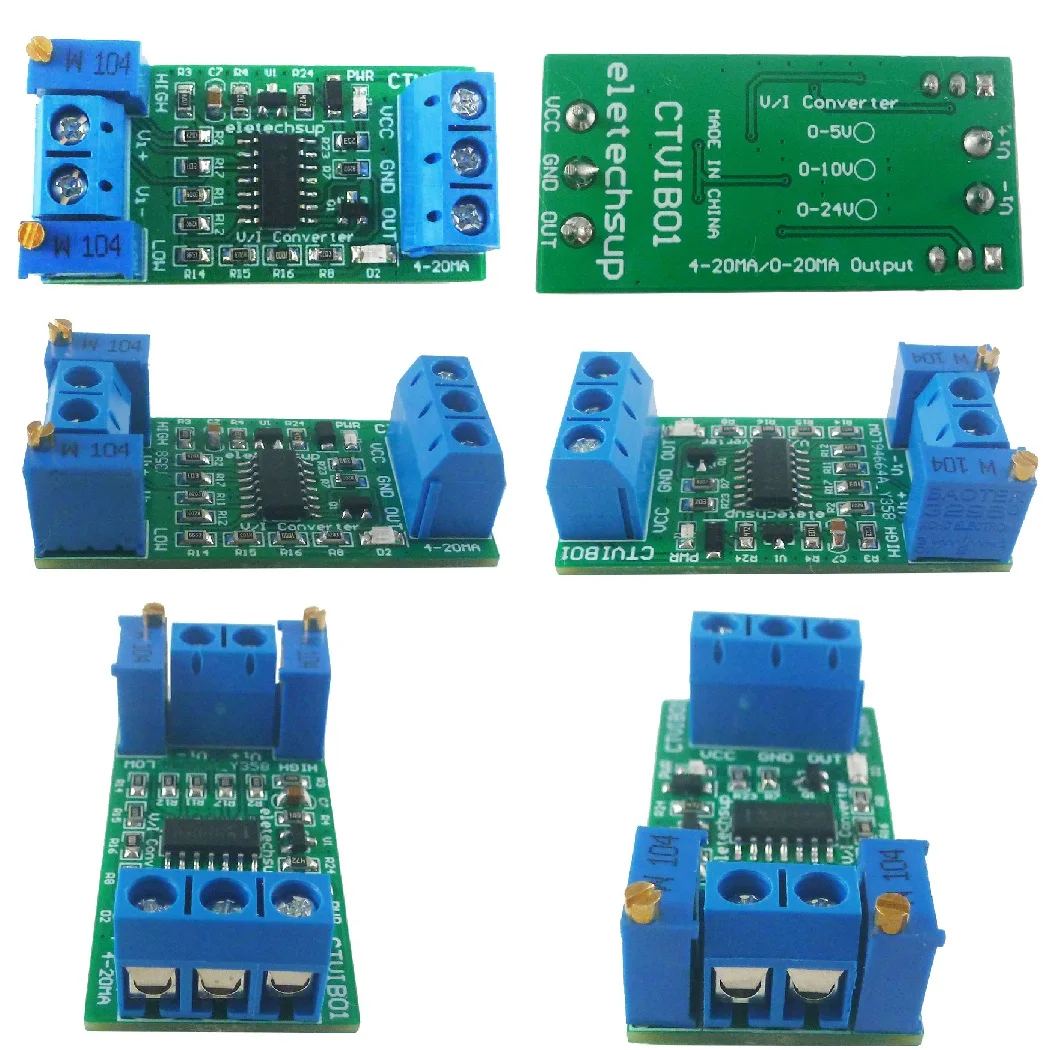 0-5V/0-10V to 4-20mA/0-20mA Voltage to Current Analog IO Module Transmitter V/I Linear Converter for PLC RS485 Sensor