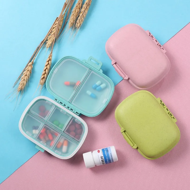 

8 Grids Pill Box Organiz Container Travel Pills Case Small Pocket Portable Pill Qrganizator Weekly Pill Box Wheat Container Boxs