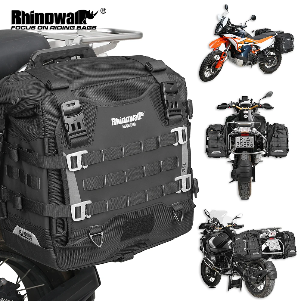 Bolsa Lateral para Motocicleta Rhinowalk, de Liberación Rápida, Impermeable, 35L, Antirrobo, con Candado, Alforja, Accesorios para Equipaje de Motocicleta