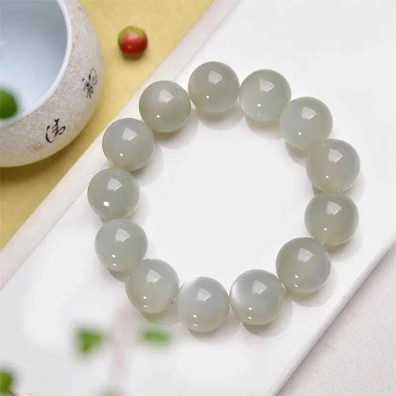 

16 мм натуральный белый лунный камень браслет из бисера ручной работы кристалл кварц ювелирные изделия эластичный браслет детский подарок на день рождения 1 шт.