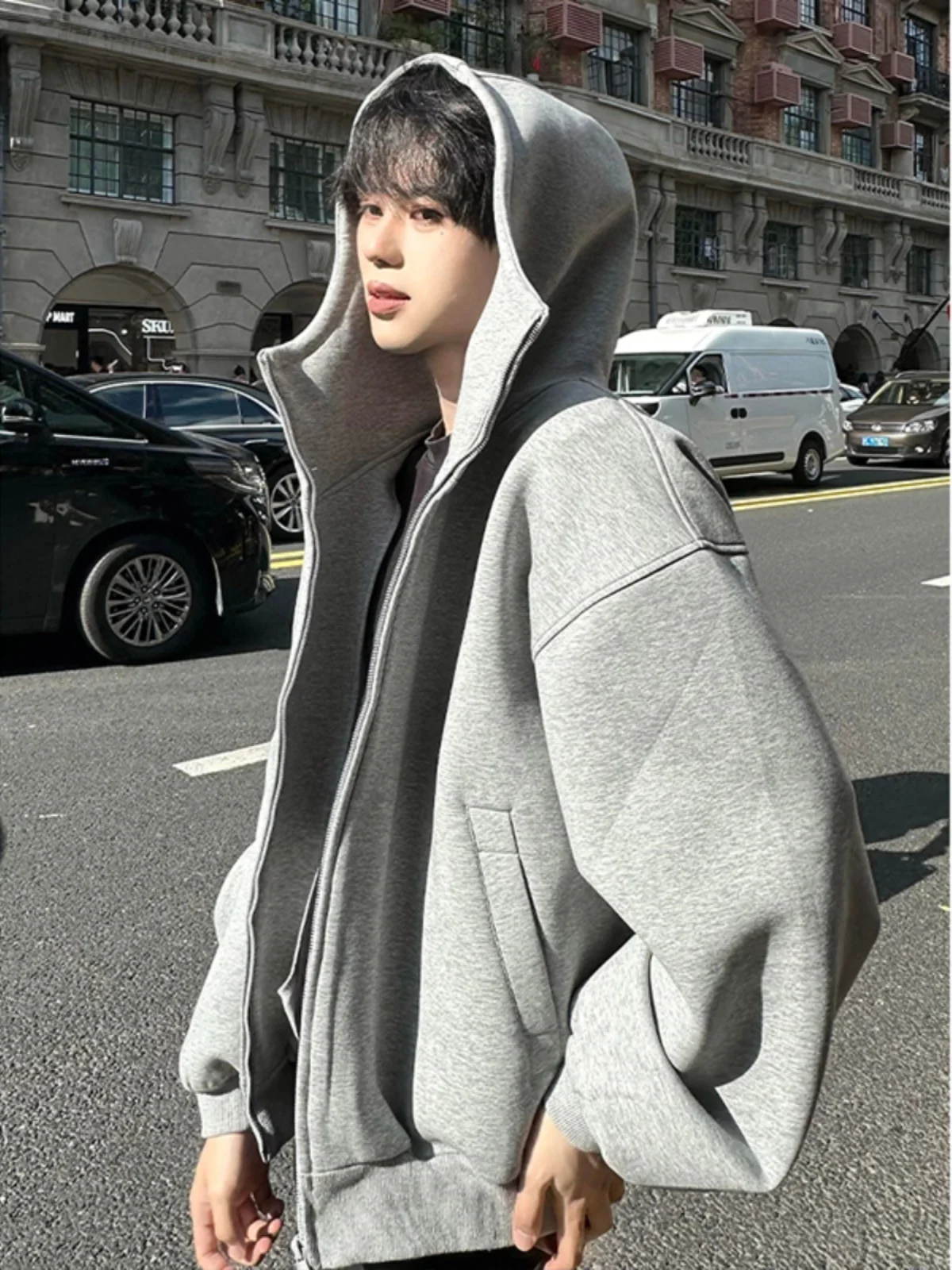 

Cleanfit Heavyweight Structured oulder Padded Hooded Cardigan Jaet Men's Sle Spring Autumn Trendy Brand Polyester Nylon...