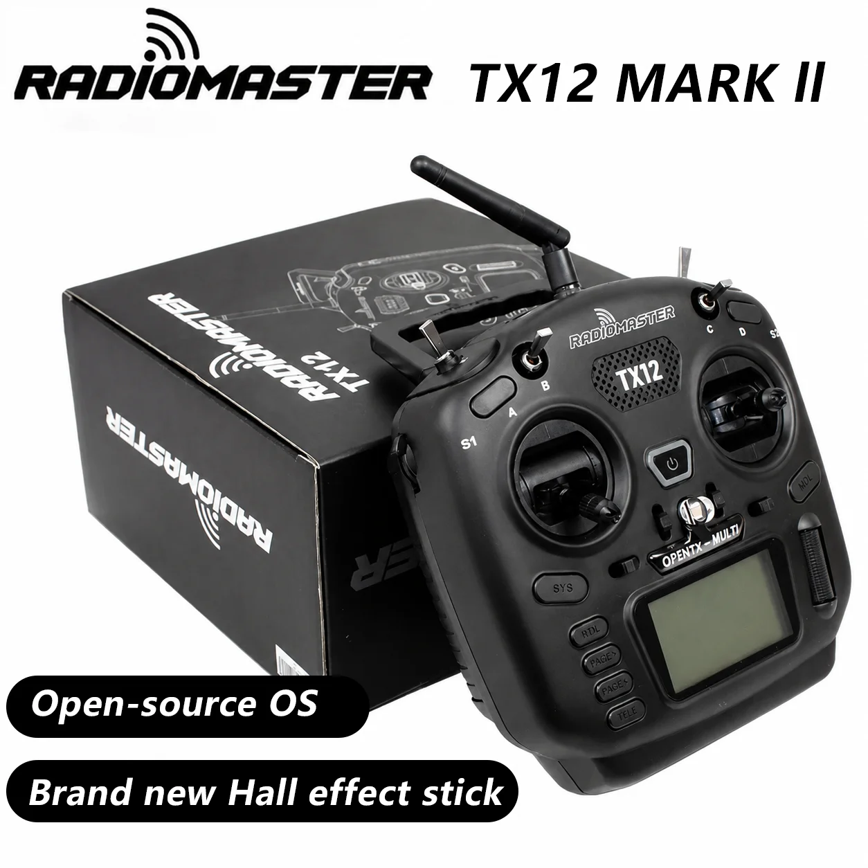Radiomaster TX12 MK2 Radio Transmitter with ELRS Hall Sensor Gimbals, Open Source RC Controller for FPV Drone, RC Airplane, Flig