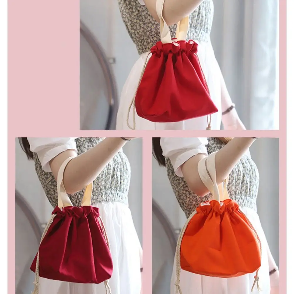 Kawaii Drawstring Storage Bag Solid Color Coin Purse Portable Toiletry Bags Make Up Pouch Bag Large Capacity