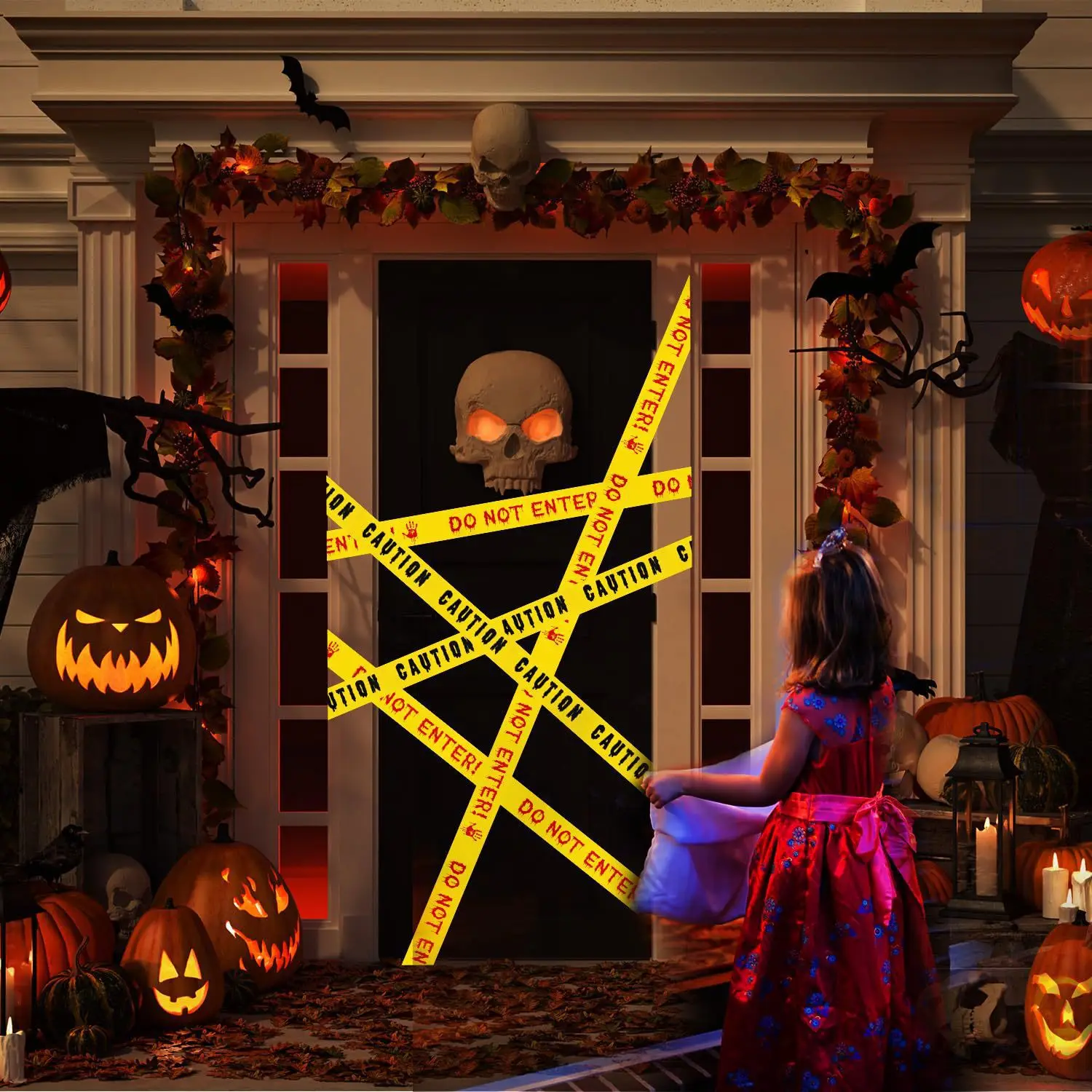 Halloween Haunted House Decorations Atmosphere Indoor and Outdoor Layout Warning Tape DIY Decoration Warning Tape Car Stickers