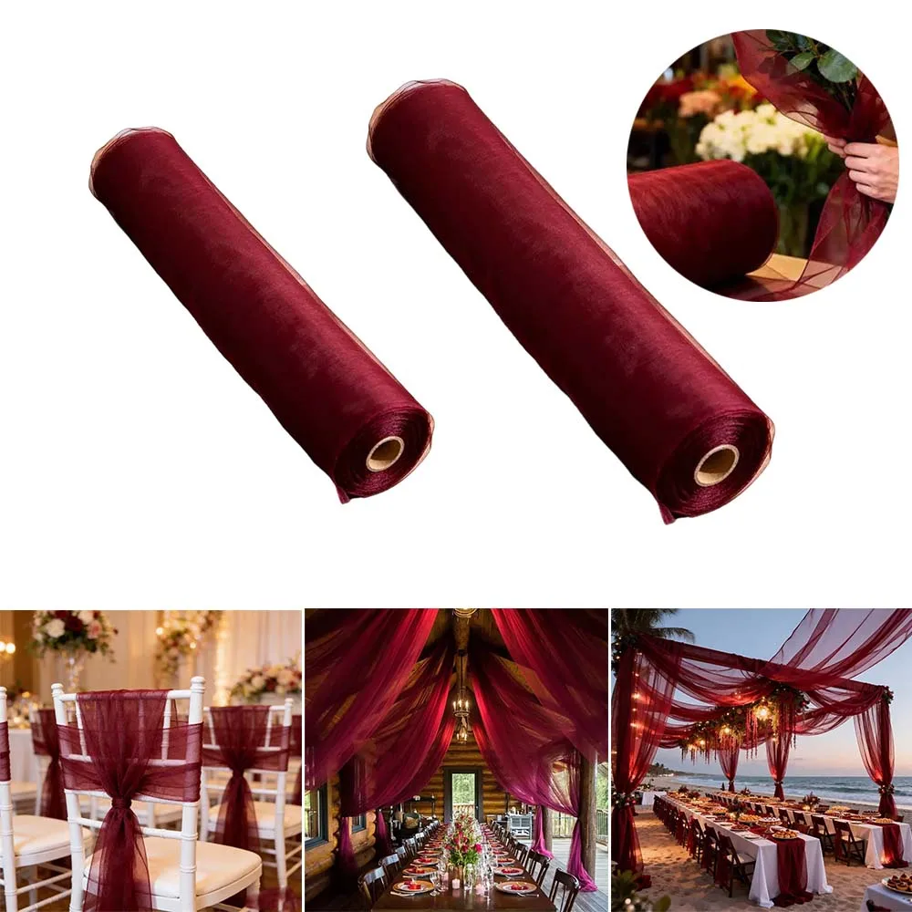 

1pc 50/100Yard Wedding Arch Draping Fabric Sheer Tulle Backdrop Curtain for Ceremony Birthday Party Bedroom Tent Decor Wielkanoc