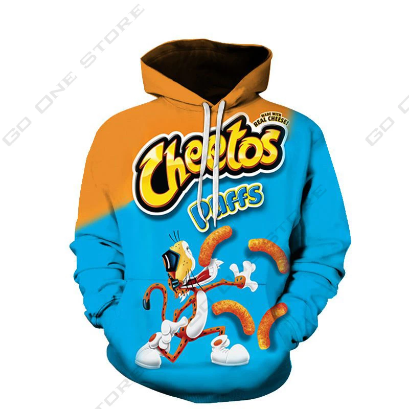 Boys Sweatshirt Cheetos Fries Long Sleeve Sweatshirt 3D Street Hip Hop Jacket Vintage Casual Hoodie Gothic Men\'s Tops