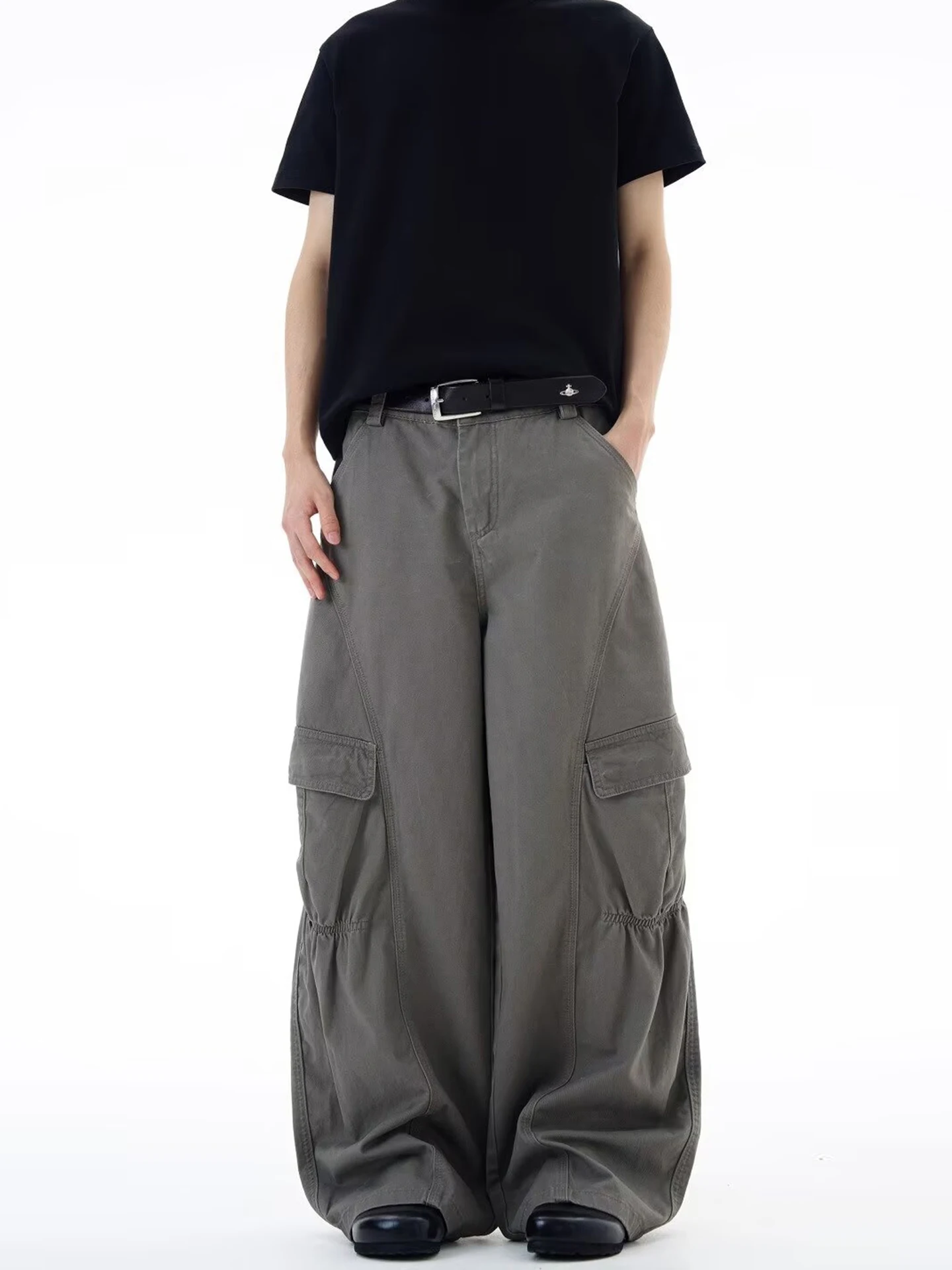 

Waed Casual Wide Leg Workwear Pants Men's Women's American Retro Brand Design Sense 3D Deconstruction Profile Folded Leggings