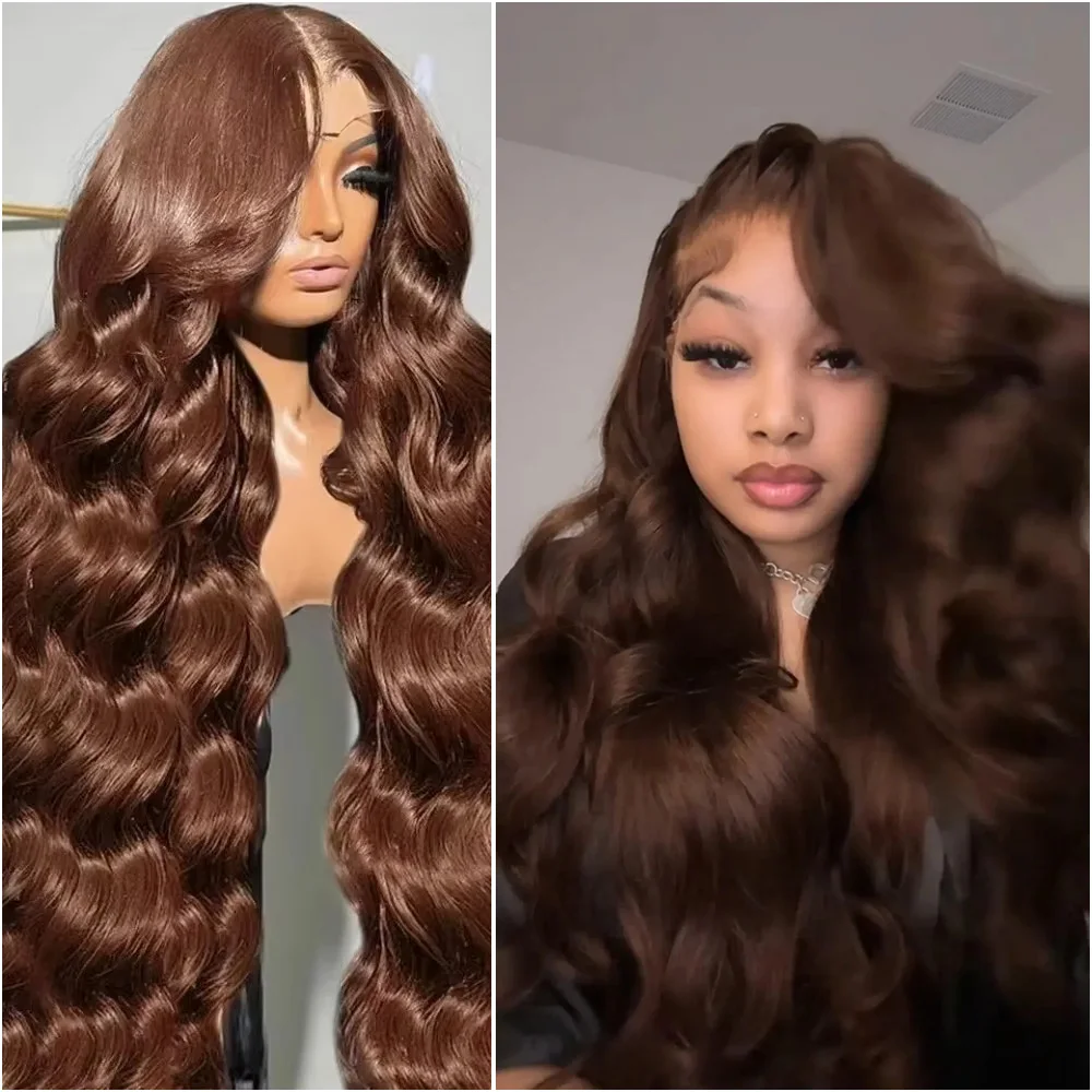 

Парик из натуральных волос, 200% плотность, 40 дюймов, шоколадно-коричневый, с волнистыми локонами, 13x4, с кружевной передней частью, бразильский, предварительно снятый с кожи головы, 13x6 HD, с кружевным фронтальным покрытием