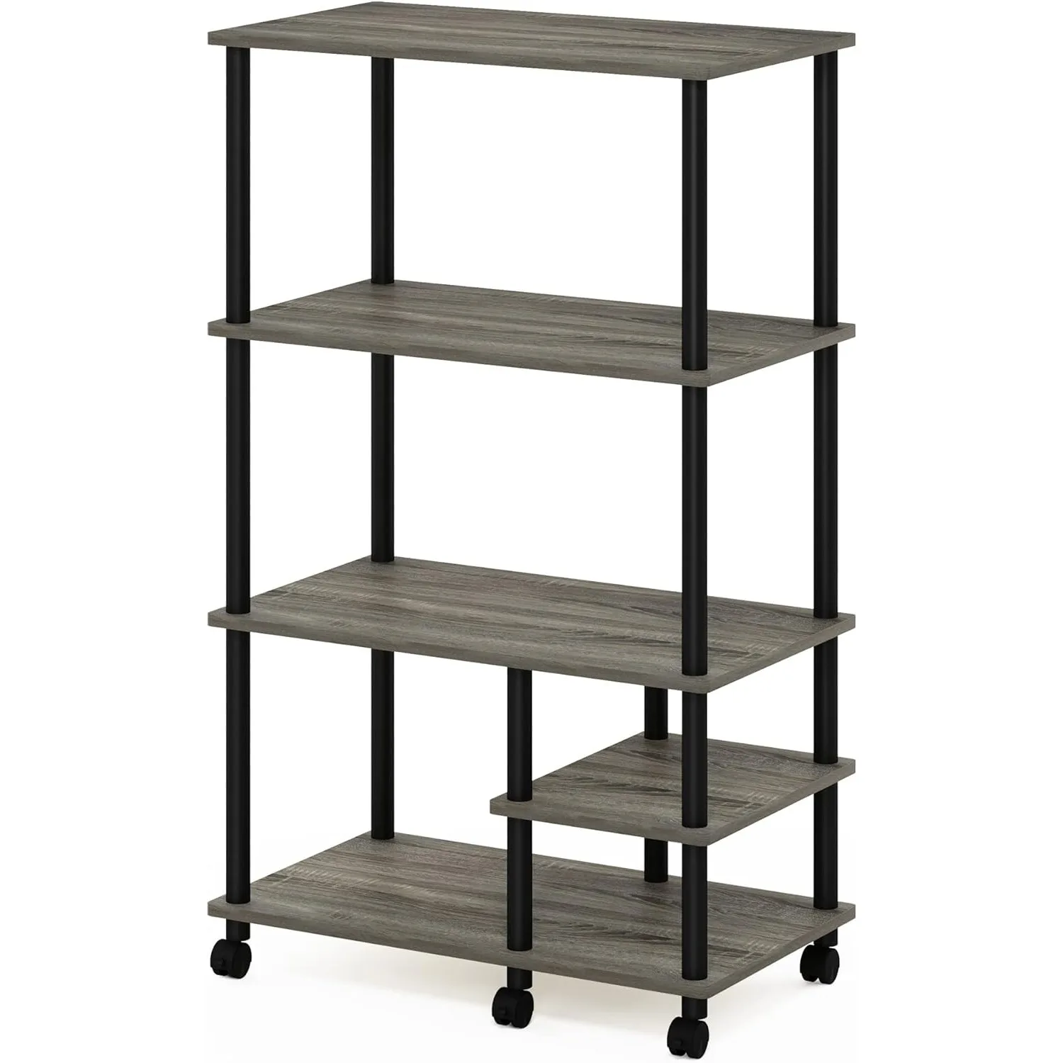 

Turn-N-Tube 4-Tier Toolless Kitchen Storage Shelf Cart, French Oak Grey/Black