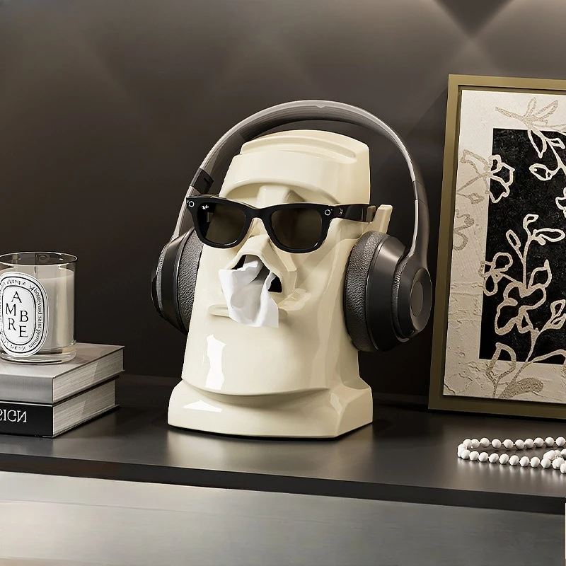 

Tissue Box Simple and High-end Household Stone Statue Toilet Paper Box Built-in Spring Living Room Bedroom Desktop Paper Box