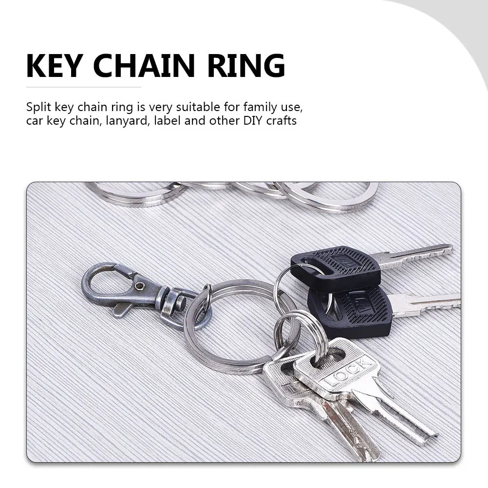 

100pcs Key Chains Flat Ring Metal Split Rings For Diy Keyring Pendant Jewelry Making Craft Supplies Silver Round Keychain Set