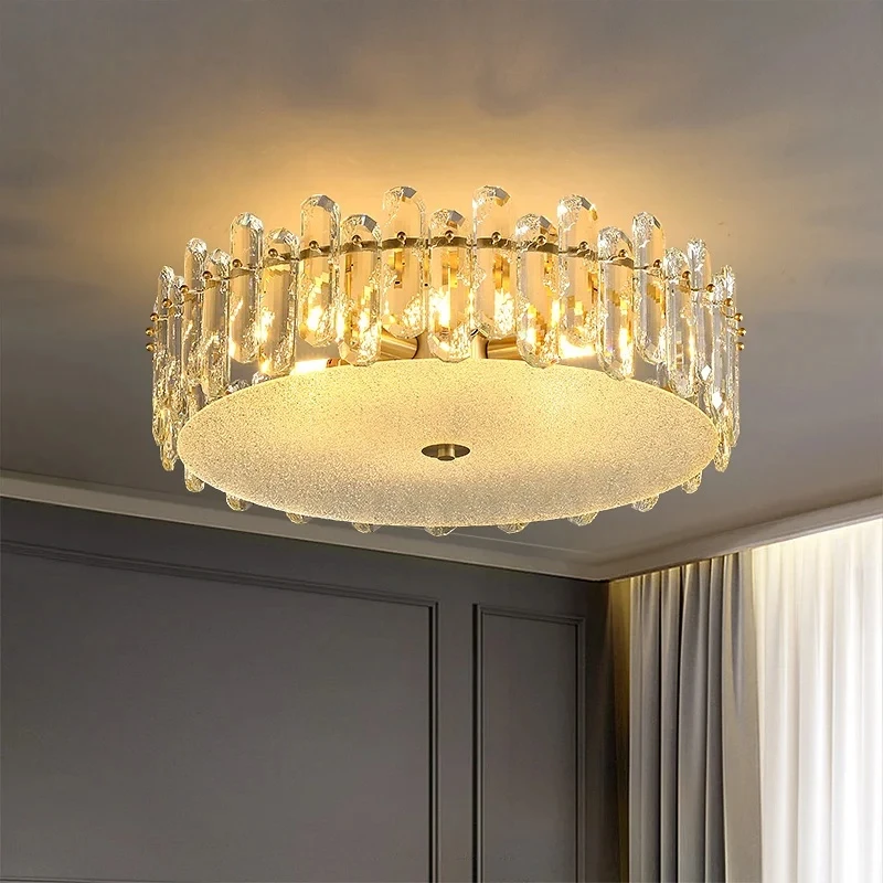 

Round Crystal Ceiling Lights Luxury For Living Room Hotel Lobby Villa Ceiling Chandelier Lighting Fixture Modern Led Home Decor