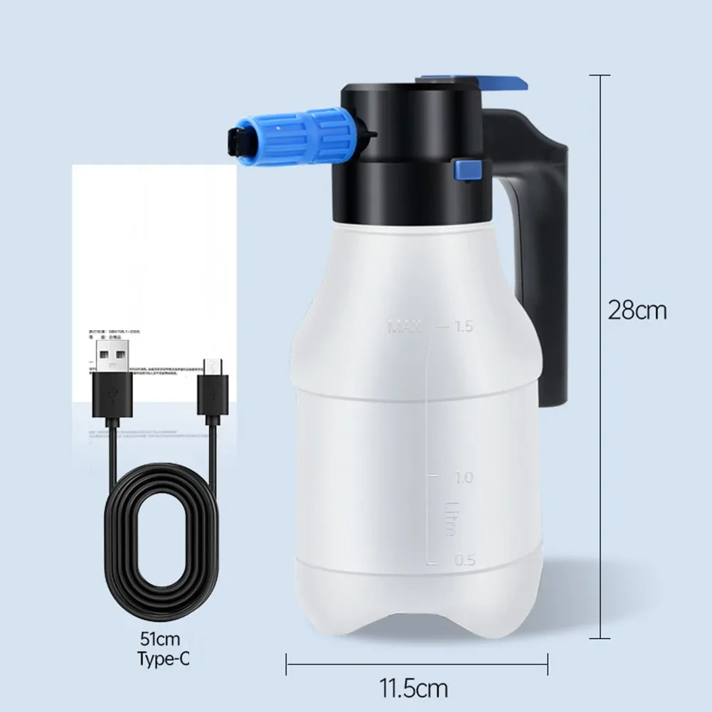 

Electric Car Foam Sprayer with USB Rechargeable Battery 1 5 Liters Car Wash Foam Pump for Easy Vehicle Cleaning