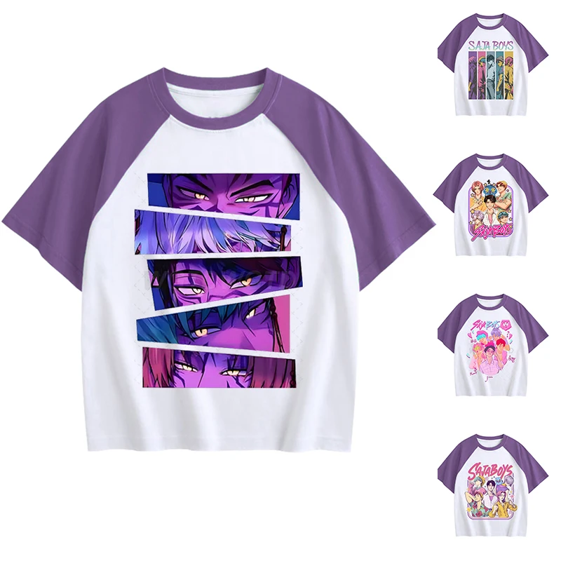

Cartoon Raglan T-shirt Cute Kpop Demon Hunters Saja Boys T-shirts Short Sleeve Crew Neck Children Boys Girls Raglan Tees Tops