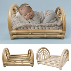 Newborn Photography Props Bed Hollow Doll Bed Rattan Crib Basket Infant Girl Boy Posing Furniture Shooting Studio Accessories