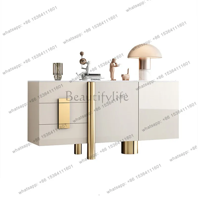 

2026 light luxury door cabinet simple modern living room rock slab dining side cabinet