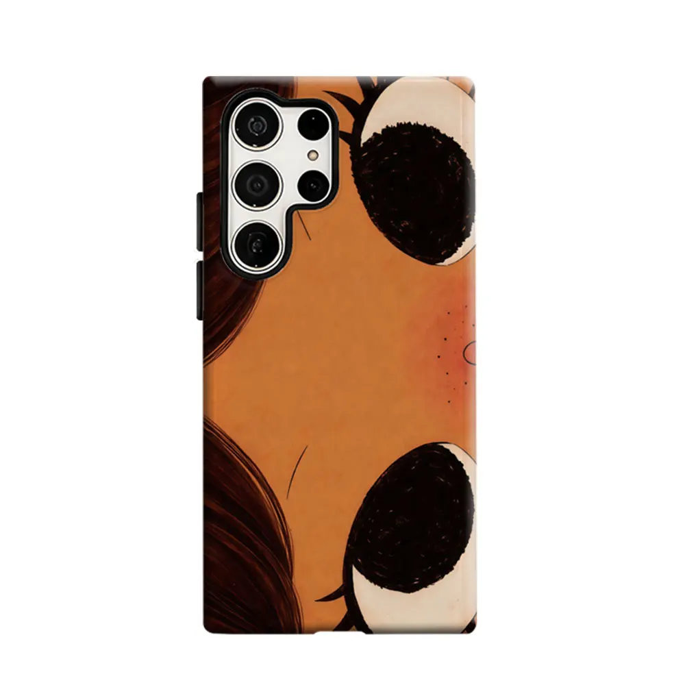CaseLumi Phone Case For Samsung Galaxy S25 S24 S23 Ultra Plus HD Hard Orange Background Eye Art Double Layer Cover Film Shell