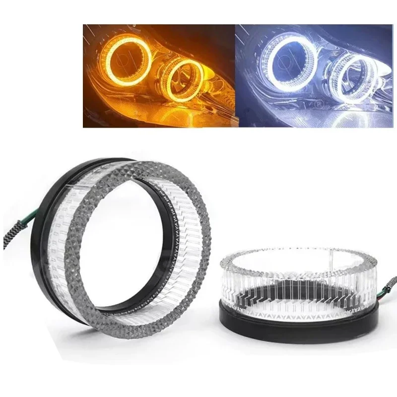 

2.5inch 3inch 5D Crystal Car Angel Eyes Bi LED Projector Shroud WRGB For Hella Q5 H4 H7 Bi Xenon DRL Headlight Car Accessories