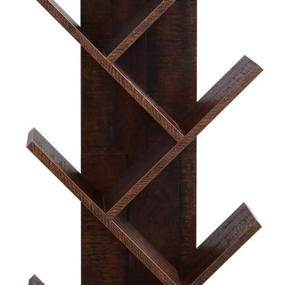 

Walnut 9-Tier Corner Bookshelf - Large Storage for Books, CDs, Games, Ideal for Home & Office