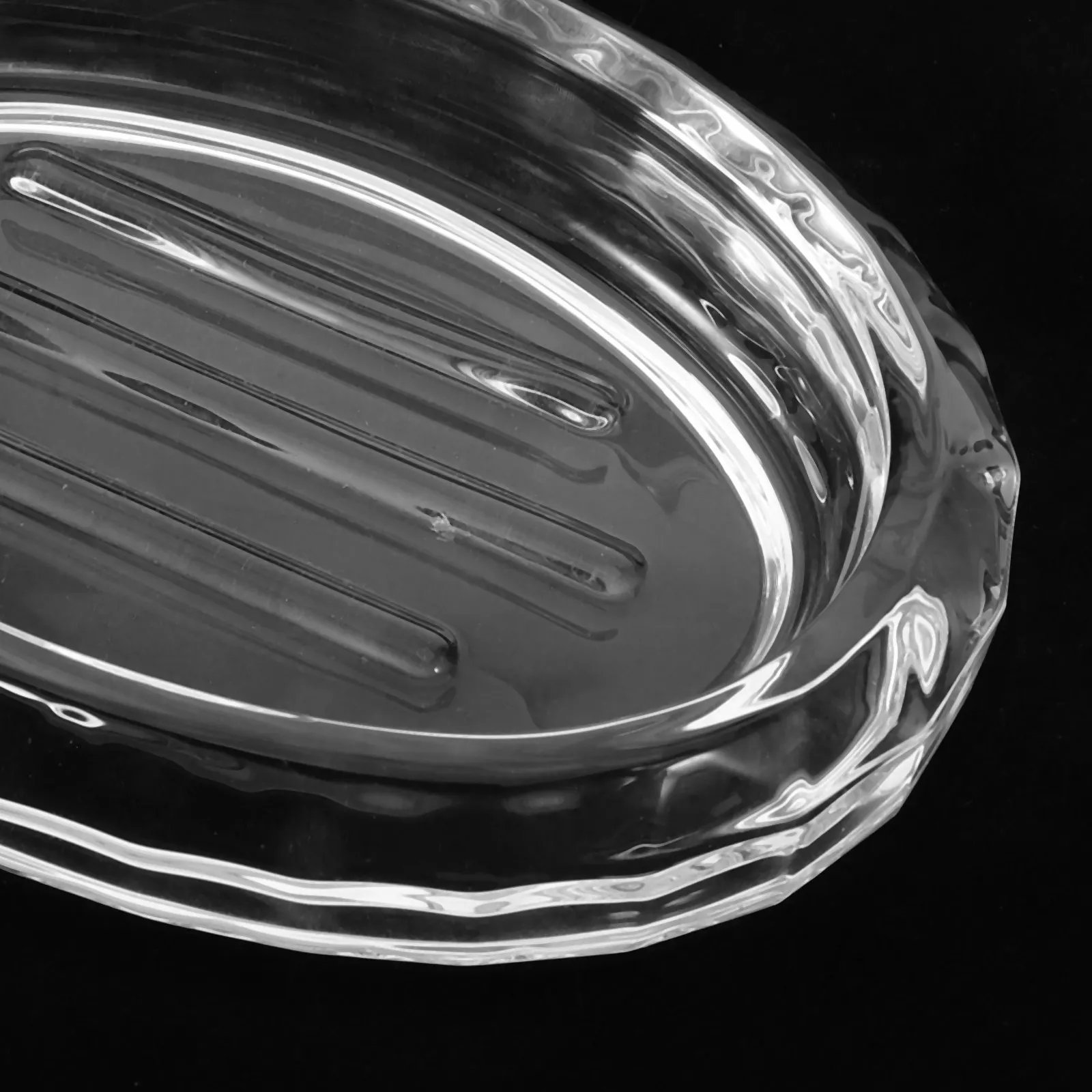 Transparent Glass Soap Dish 2 Pack Oval Bar Soap Holder Clear Tray for Bathroom Shower Kitchen Sink