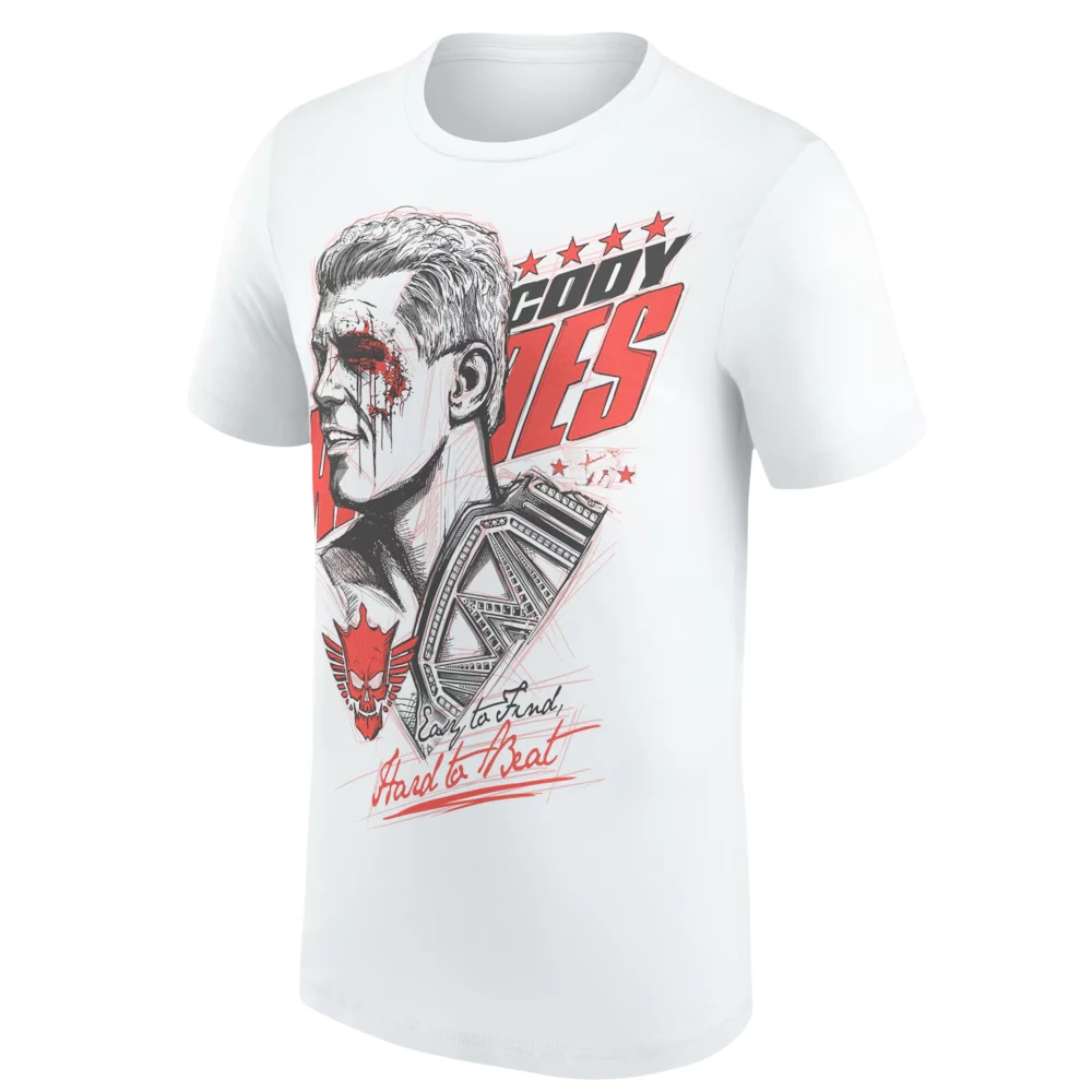 Men's White Cody Rhodes Easy To Find Hard To Beat T-Shirt 3D Printed Sport Quick Dry Short Sleeve Daily Casual Plus Size T-Shirt