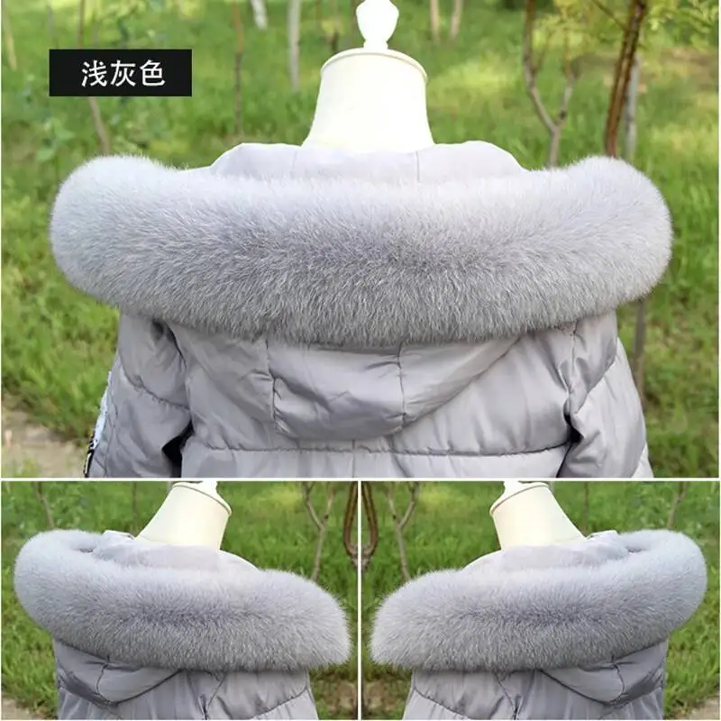 Musim Dingin 100% Real Fox Fur Kerah untuk Syal Wanita Syal Mewah Hangat Bulu Alami Syal Selendang Mantel Musim Dingin Hood Trim Kerah besar Bulu