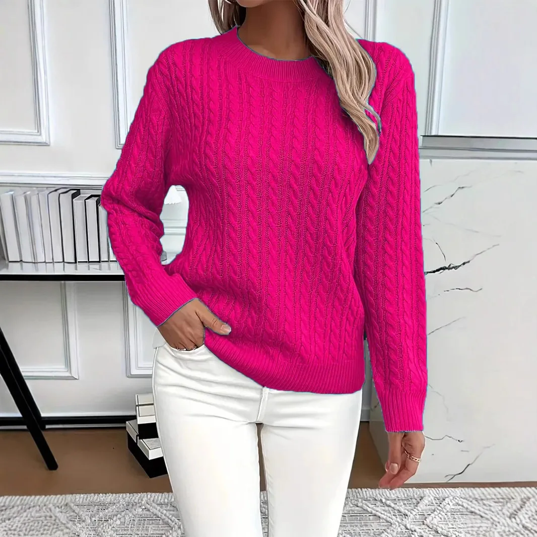 Women's Winter Knitted Pullover Sweater Loose O-Neck Striped