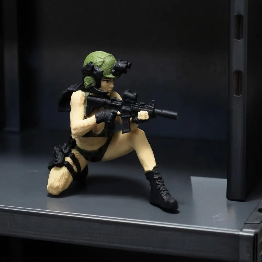 Desk Ornaments 3d Printed Beauty Figurine Gear Mini Soldier Collectible Detailed Female Desktop Ornament Gift for Gamers Soldier