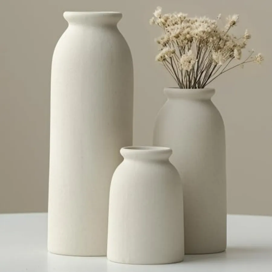 

Ceramic Vase Set-3, Small Flower Vases for Decor, Modern Boho Farmhouse Style, Decorative Vases for Pampas Grass and Dried Flow
